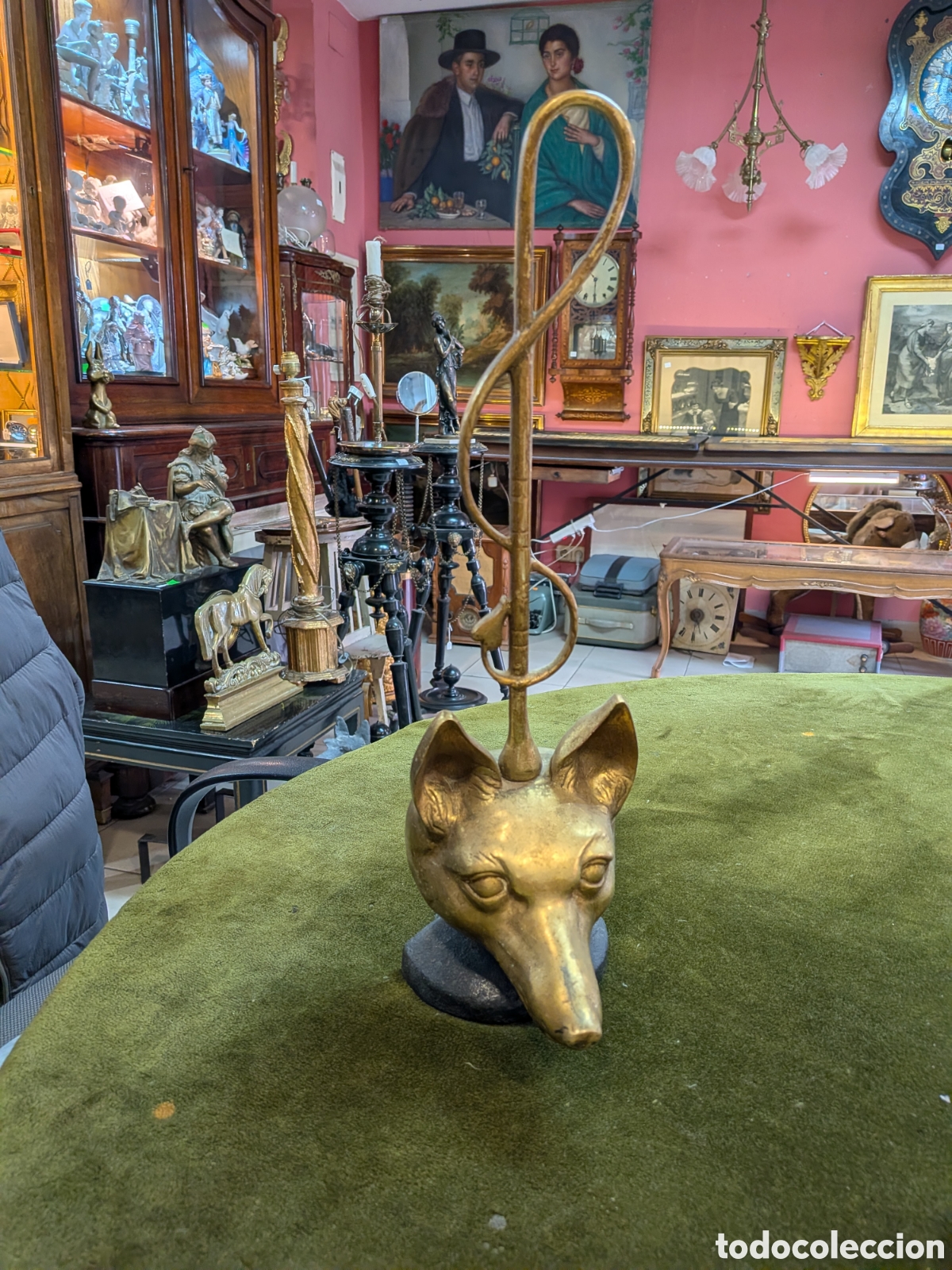 Antig&uuml;edades: Antiguo tope de puerta cabeza de zorro. REF-123/3