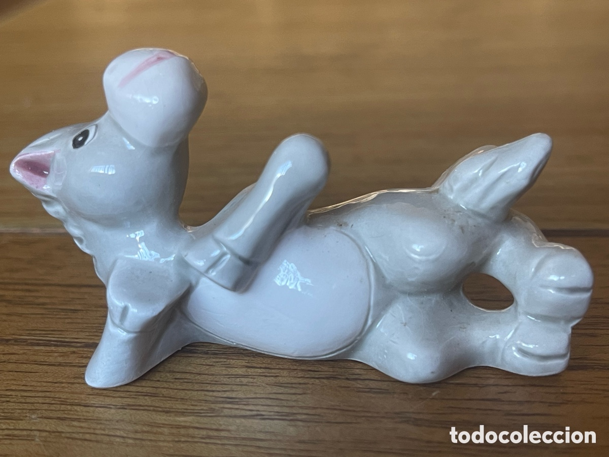 Antig&uuml;edades: Figura vintage burro caballo tumbado cer&aacute;mica esmaltada