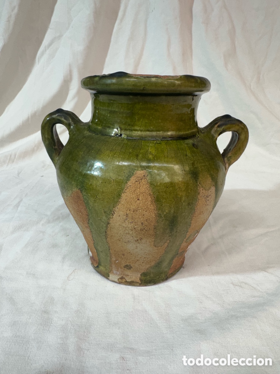 Antiquit&auml;ten: Peque&ntilde;a tinajilla en ceramica popular catalana s XIX