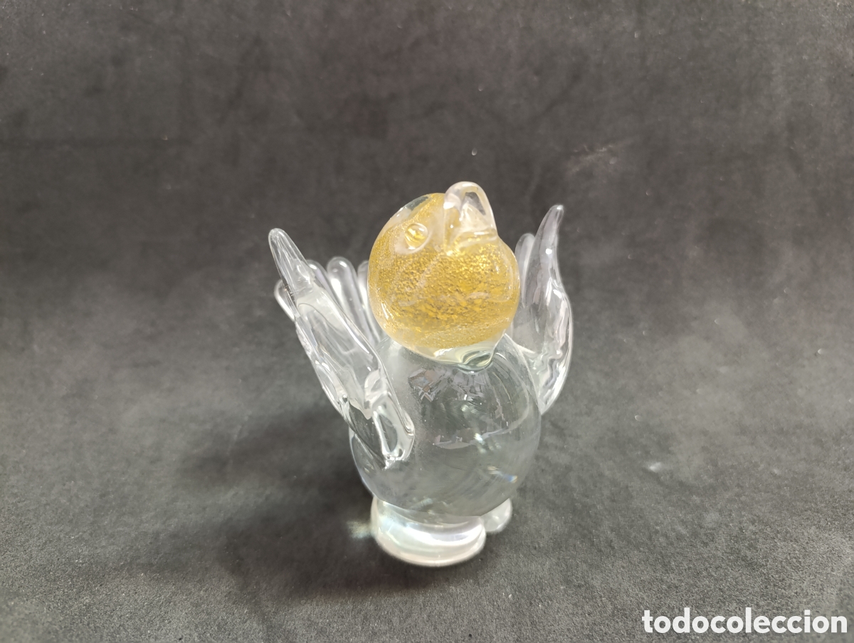 Antig&uuml;edades: PAJARO, PAJARITO DE CRISTAL DE MURANO, MADE IN ITALY. TECNICA AVVENTURINA (POLVO DE ORO)