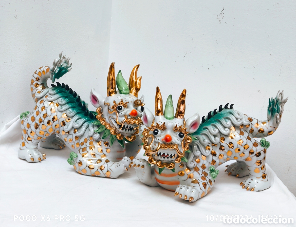 Antig&uuml;edades: Pareja perro foo porcelana vintage china
