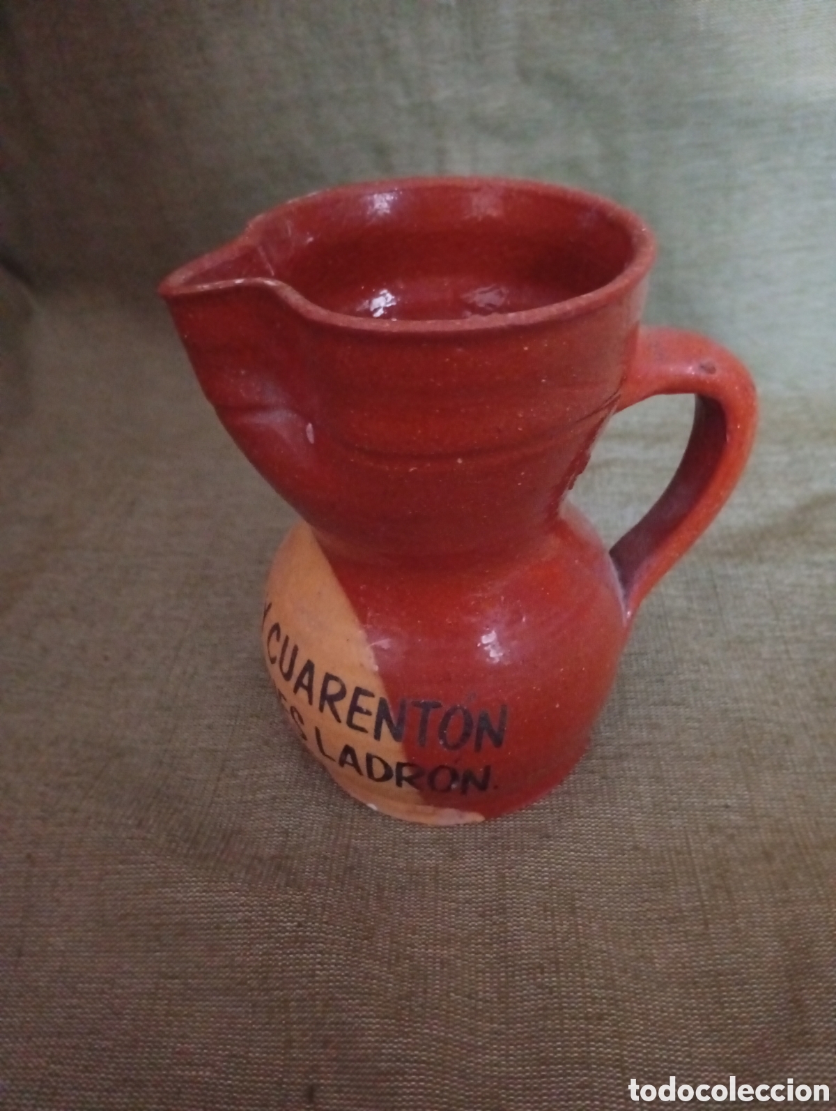 Antig&uuml;edades: Jarra barro cocido con un refr&aacute;n Solteron y cuarent&oacute;n - Foto 2