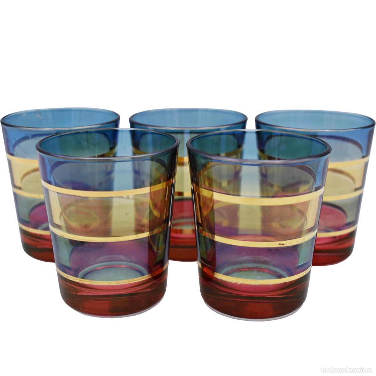 Antiquit&eacute;s: Chupitos de cristal multicolor - 5 unidades