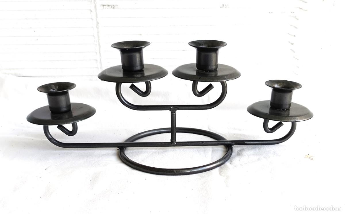 Antig&uuml;edades: Candelabro - Hierro - 4 velas Suecia - Art Deco - 1960-1970