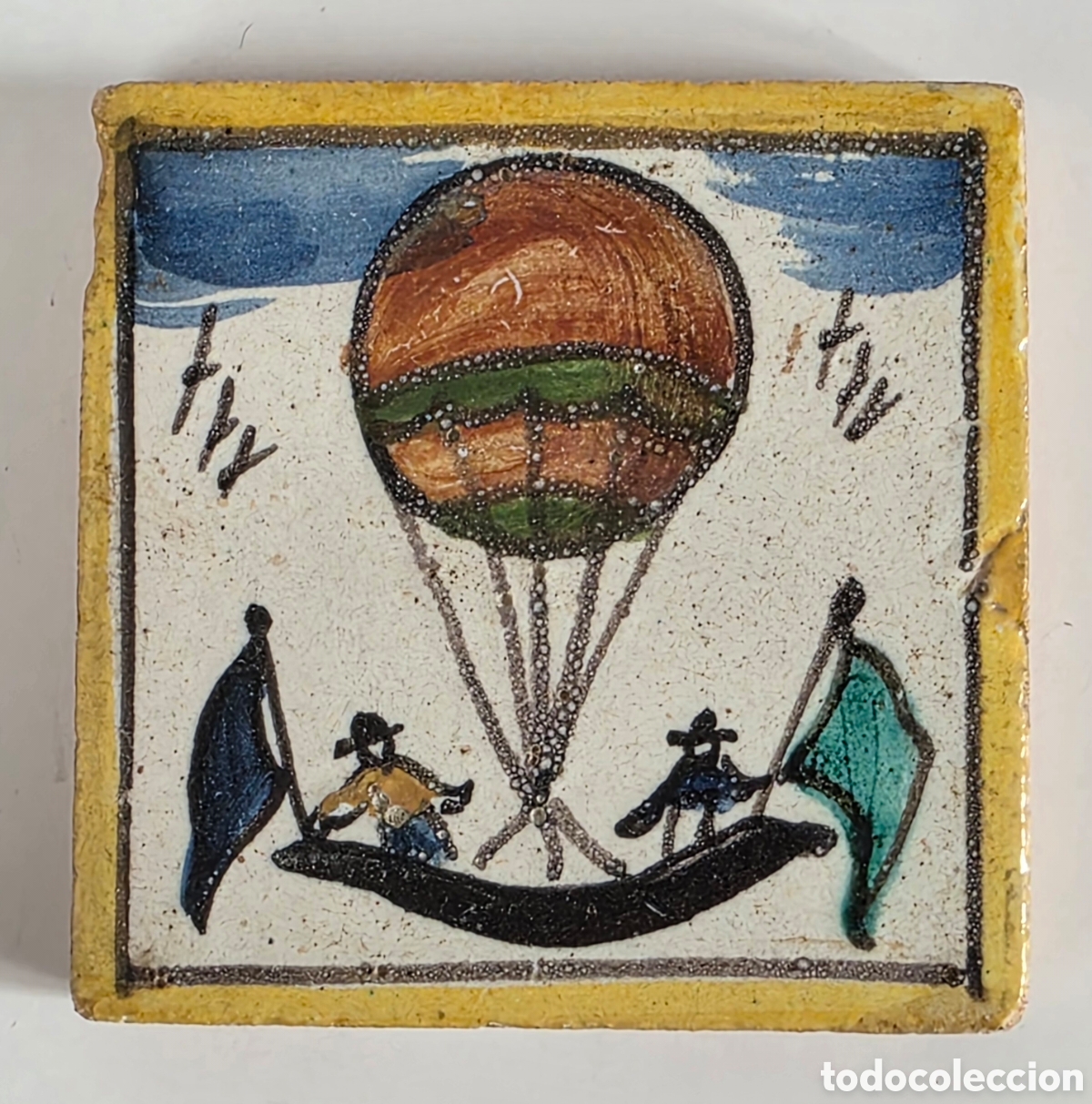 Antiquit&auml;ten: Peque&ntilde;o Azulejo Globo Aerost&aacute;tico - Cer&aacute;mica - Decoraci&oacute;n R&uacute;stica Aeron&aacute;utica Aviaci&oacute;n