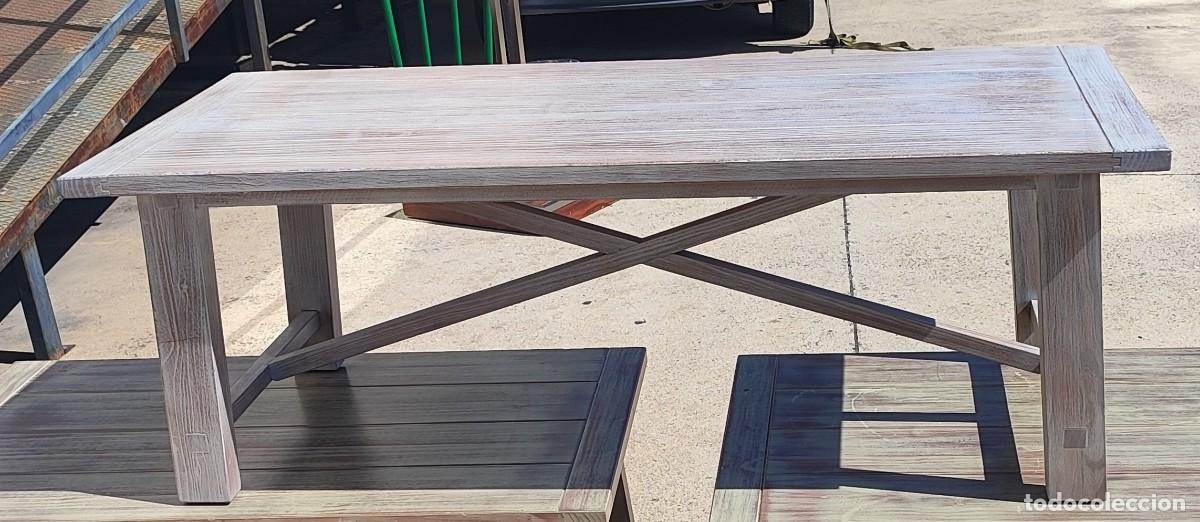 Antig&uuml;edades: Mesa baja en madera de roble macizo y cruceta 140x 60