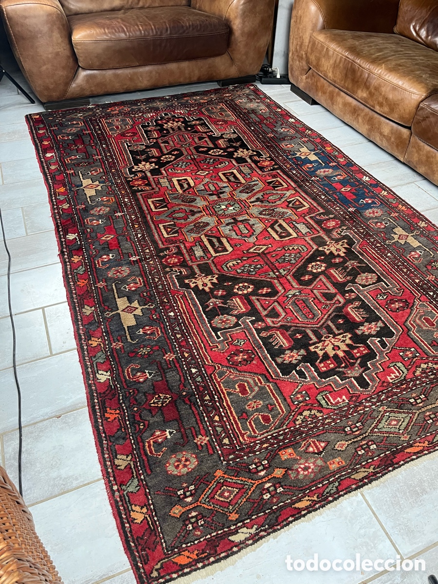 Antig&uuml;edades: MAGN&Iacute;FICA ANTIGUA ALFOMBRA PERSA- ORIGEN HAMADAN- ANUDADA A MANO LANA 2,35 X1,45m