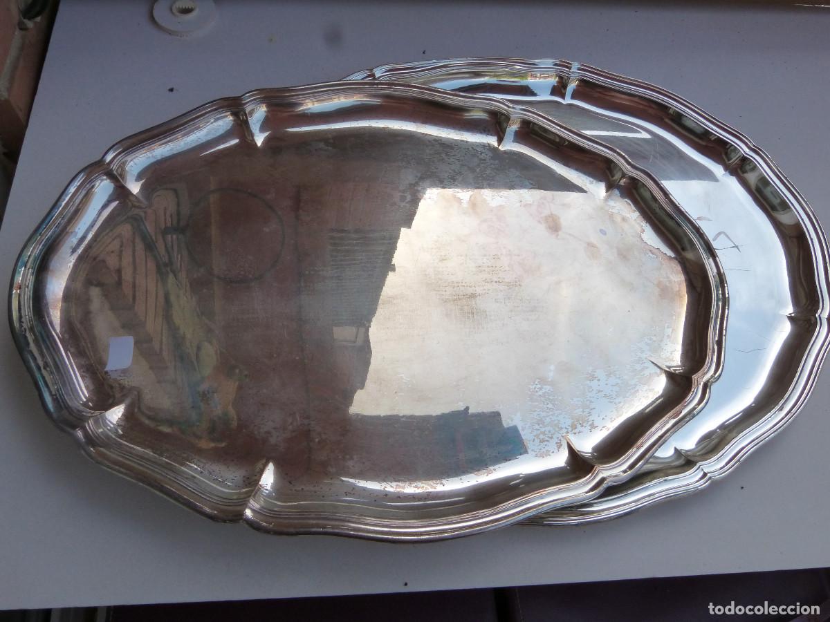 Antig&uuml;edades: PAREJA DE GRANDES BANDEJAS ALPACA,OVAL, 47X36 Y 46X37, 2CMS ALTAS,BUENAS CONDICIONES,A&Ntilde;OS 80