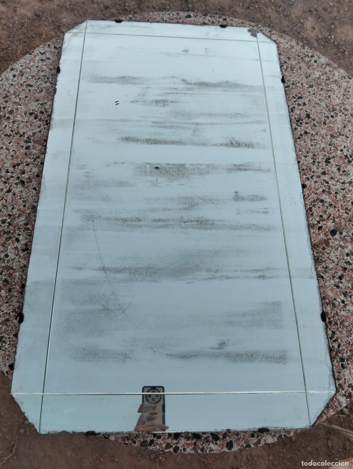 Antig&uuml;edades: Antiguo espejo de pared sin marco rectangular de barber&iacute;a o comercio de los a&ntilde;os 40-50