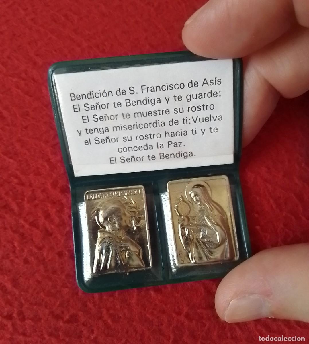 Antig&uuml;edades: ANTIGUO JUEGO DE PIEZAS RELIGIOSAS &iquest;ARRAS? O SIMIL EN SU FUNDA BENDICI&Oacute;N DE SAN FRANCISCO DE AS&Iacute;S...