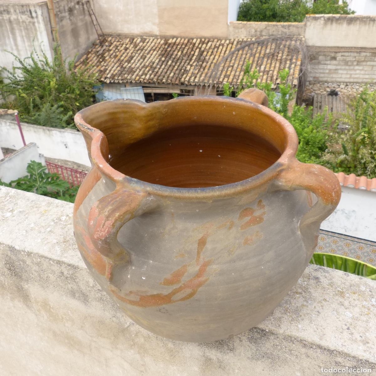 Antig&uuml;edades: Antiguo herrao o tarro de orde&ntilde;o con mucho uso, ceramica alfar extinto, 24x37x37, 5900gr.