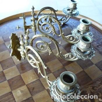 Antiquit&auml;ten: CANDELABROS - APLIQUES PARA VELAS EN BRONCE - 4 VELAS