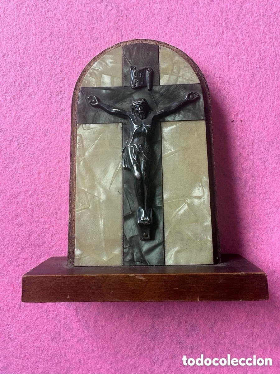 Oggetti Antichi: Antiguo Cristo, crucifijo de sobremesa en plata de ley 925 (A8)