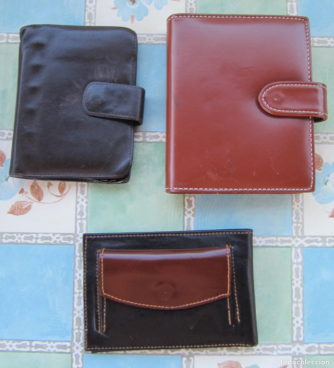 Antig&uuml;edades: LOTE DE 3 CARTERAS DE PIEL