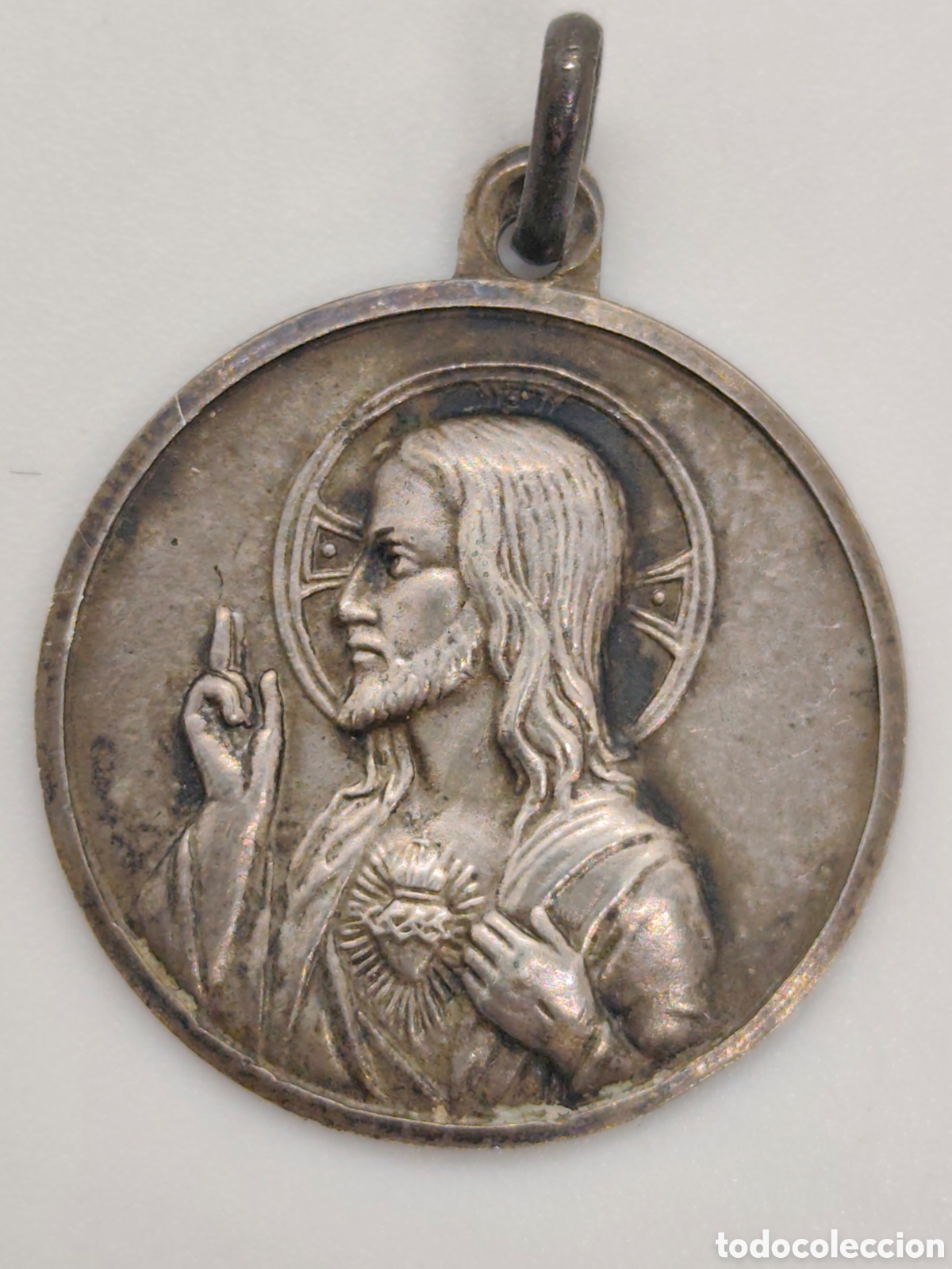 Antig&uuml;edades: Medalla religiosa de plata de ley