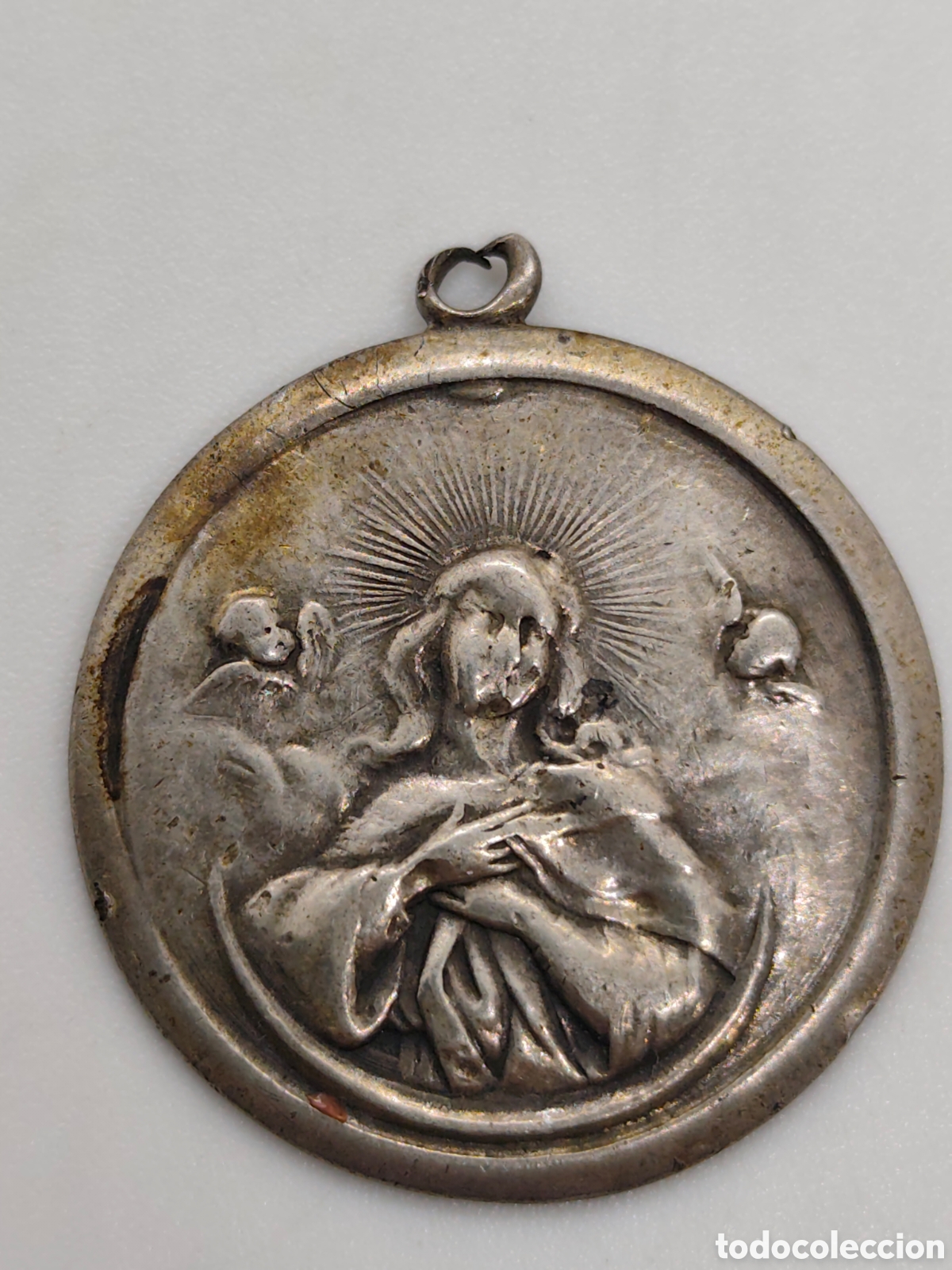 Antig&uuml;edades: Medalla religiosa de plata de ley