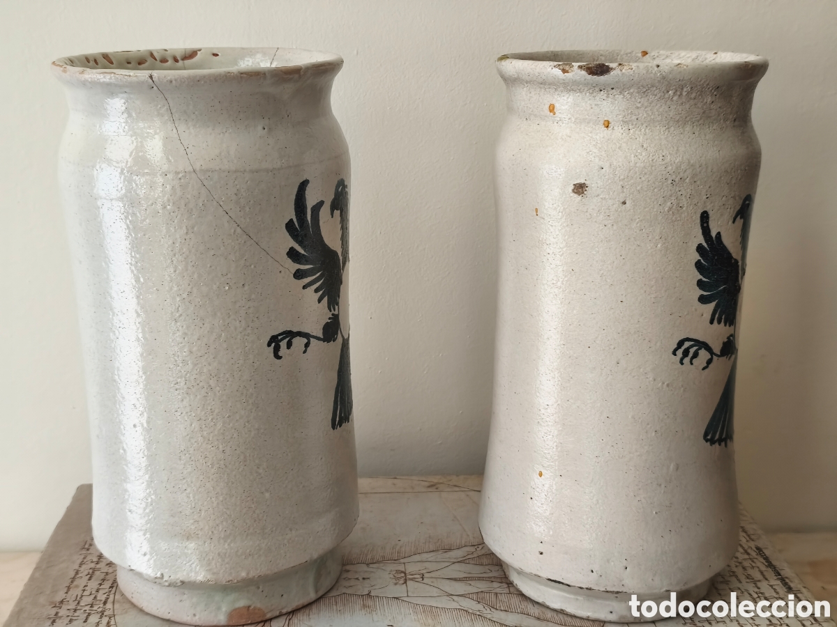 Antig&uuml;edades: Pareja de Albarelos de Almaz&aacute;n - Foto 2