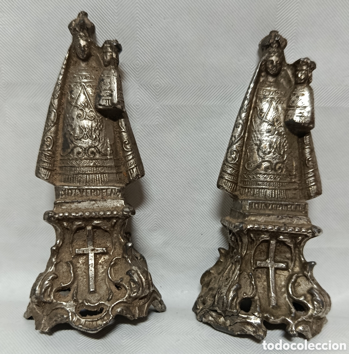 Antig&uuml;edades: JUEGO ESTATUAS FIGURA IMAGEN RELIGIOSAS EN CALAMINA O SIMILAR