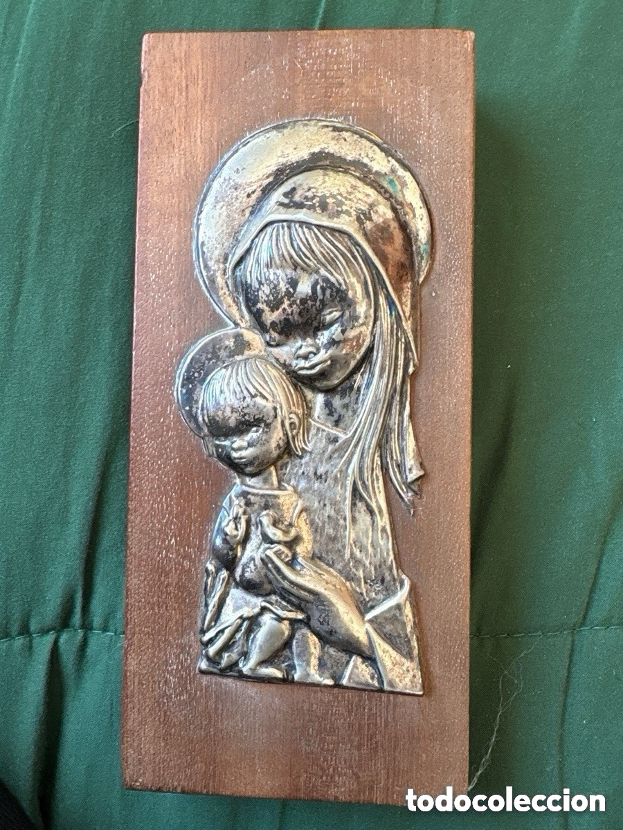 Antiquit&eacute;s: Virgen con ni&ntilde;o plata de ley maciza, de colgar (A18)