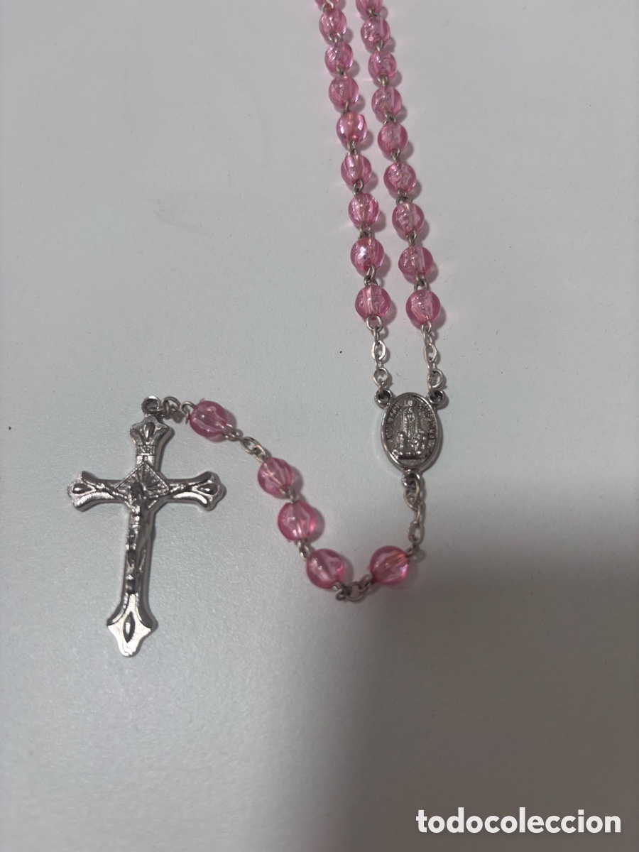 Antig&uuml;edades: Rosario de cuentas rosas y plateadas