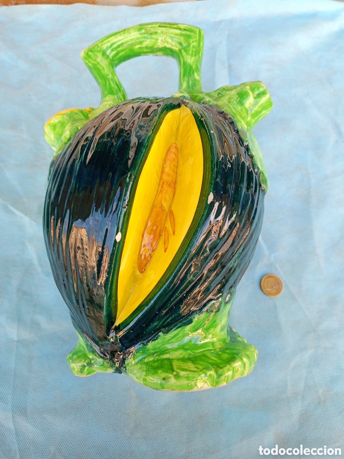 Antig&uuml;edades: ANTIGUO BOTIJO DE MANISES CON FORMA DE MEL&Oacute;N.