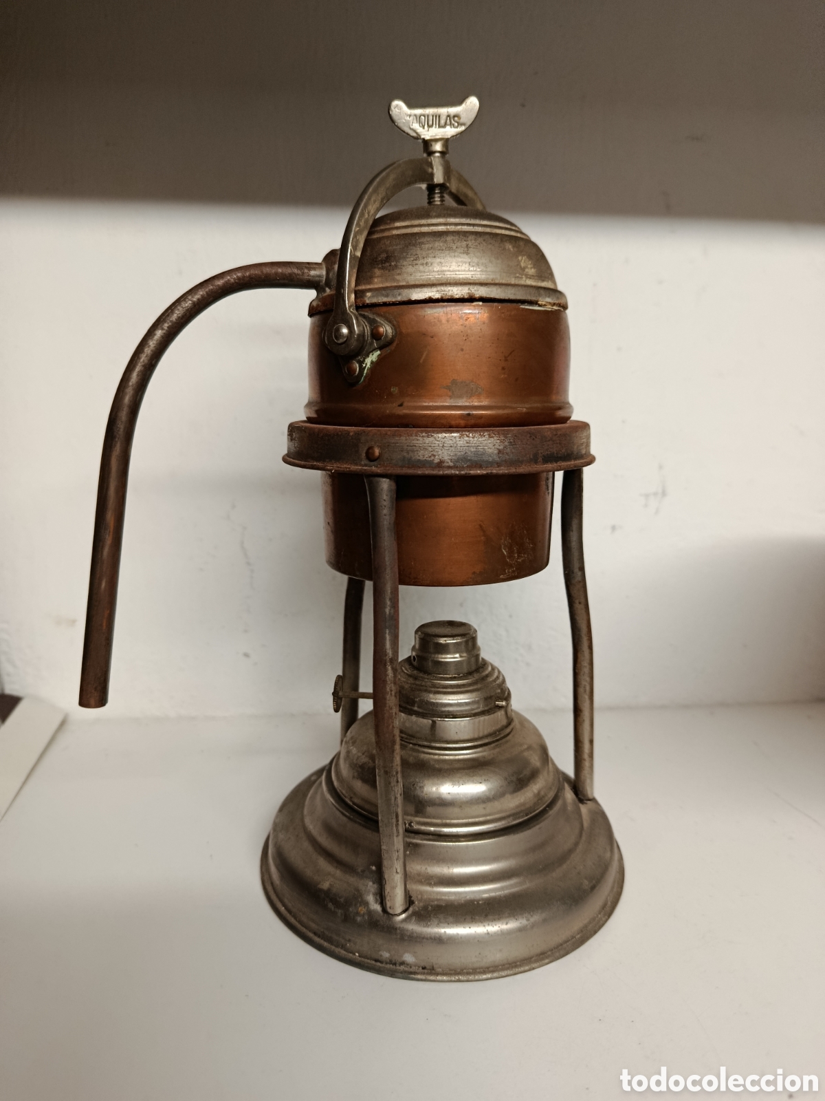 Antiquit&auml;ten: Antigua cafetera F.lli Santini Ferrara Aquilas Principios del siglo XX (d&eacute;cadas de 1910 y 1920)