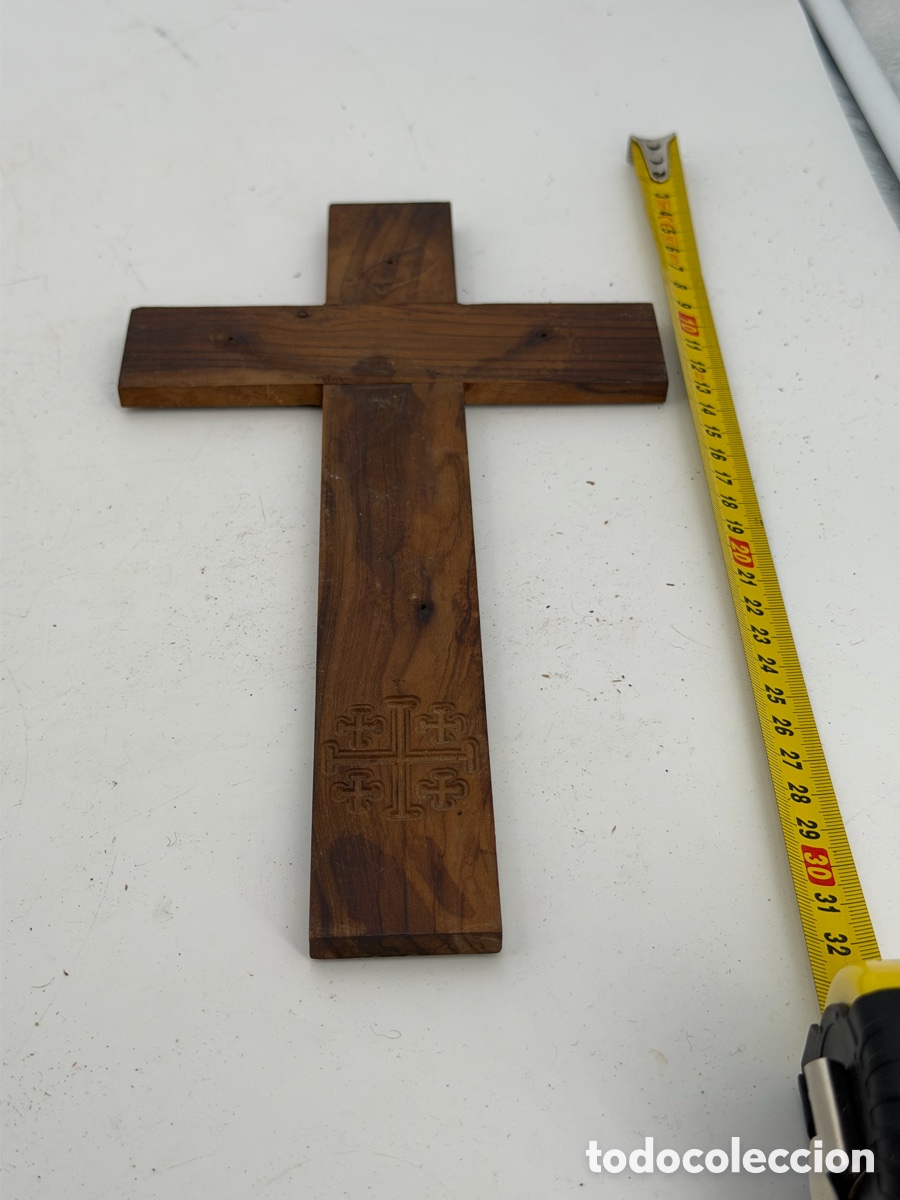 Antig&uuml;edades: Antigua Cruz de Madera Jerusal&eacute;n - Foto 6