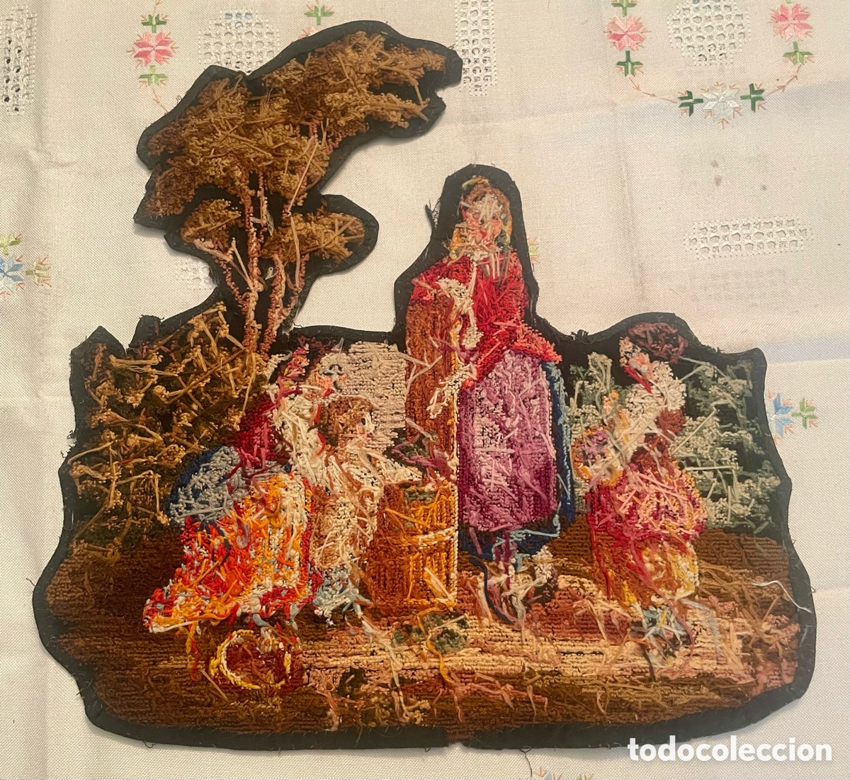 Antig&uuml;edades: Bordado Antiguo Siglo XIX - Foto 3