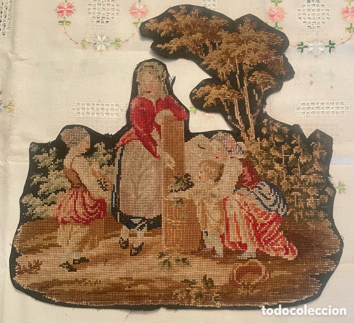 Antig&uuml;edades: Bordado Antiguo Siglo XIX - Foto 1