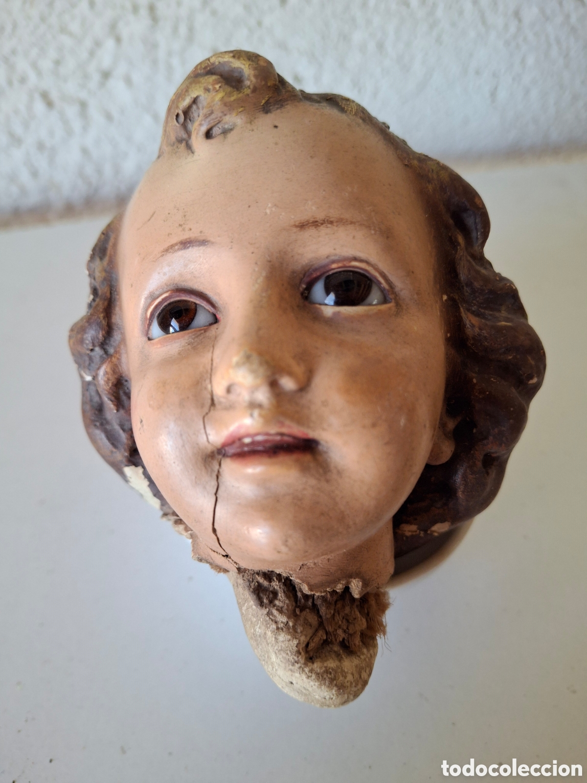 Antig&uuml;edades: CABEZA DE NI&Ntilde;O JES&Uacute;S CON OJOS DE CRISTAL