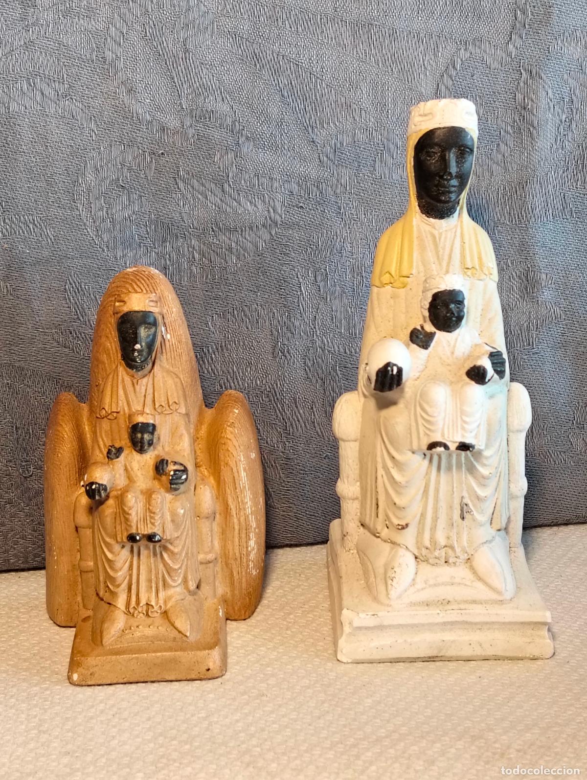 Antig&uuml;edades: Pareja de figuras decorativas peque&ntilde;as figuras figuritas de la Virgen Verge de Montserrat moreneta