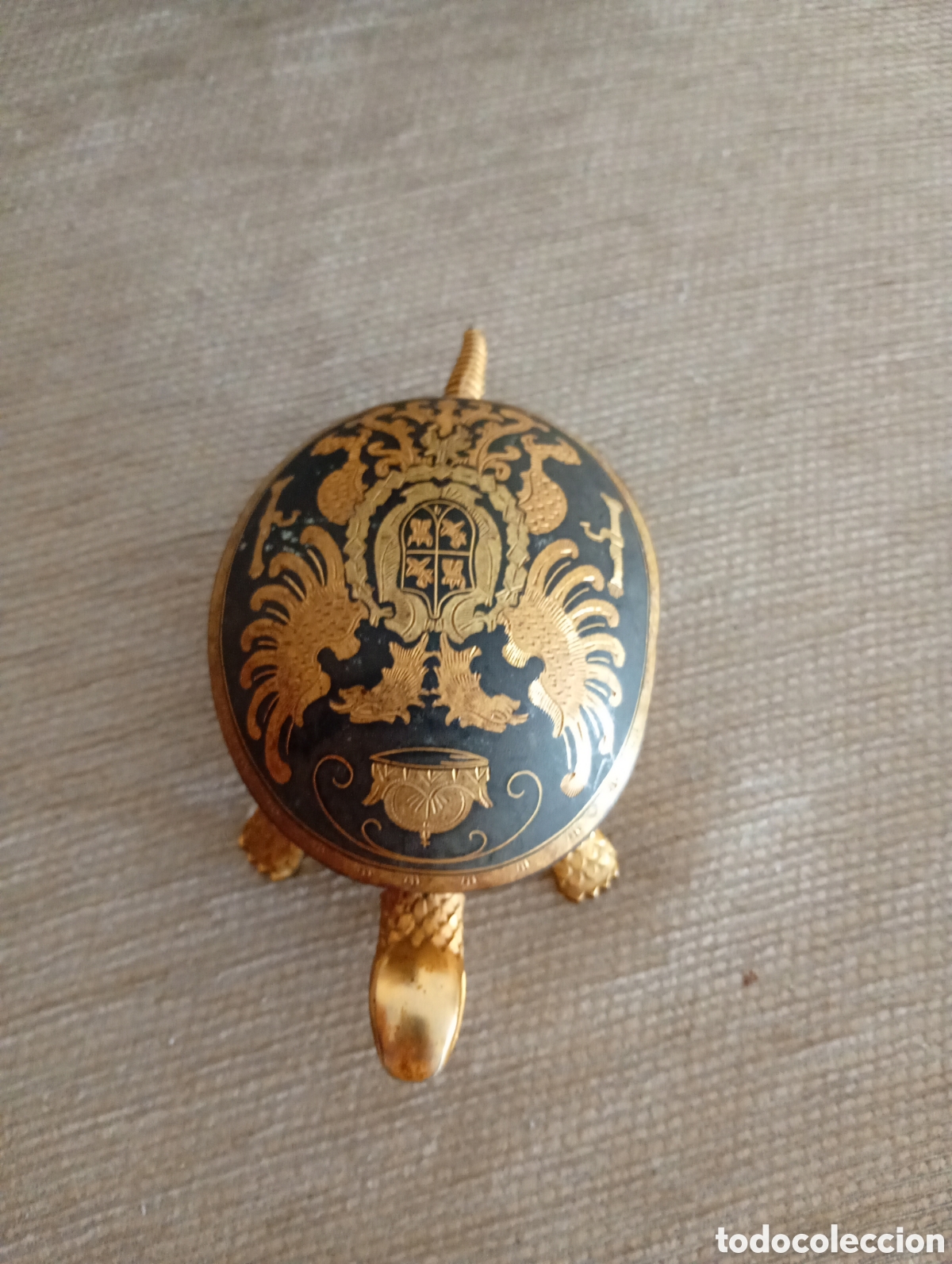 Antig&uuml;edades: Timbre de tortuga damasquinado BOJ Eibar - Foto 2