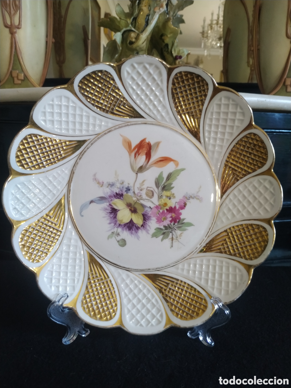 Antig&uuml;edades: Plato decorativo Meissen .Marcado .Ppios siglo XX