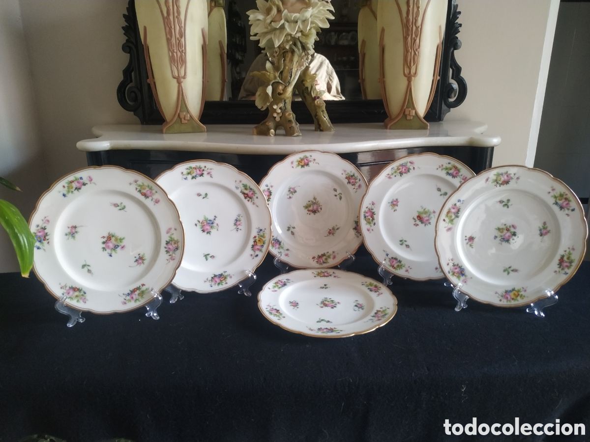 Antiques: platos de merienda .Pintados a mano .Siglo XIX