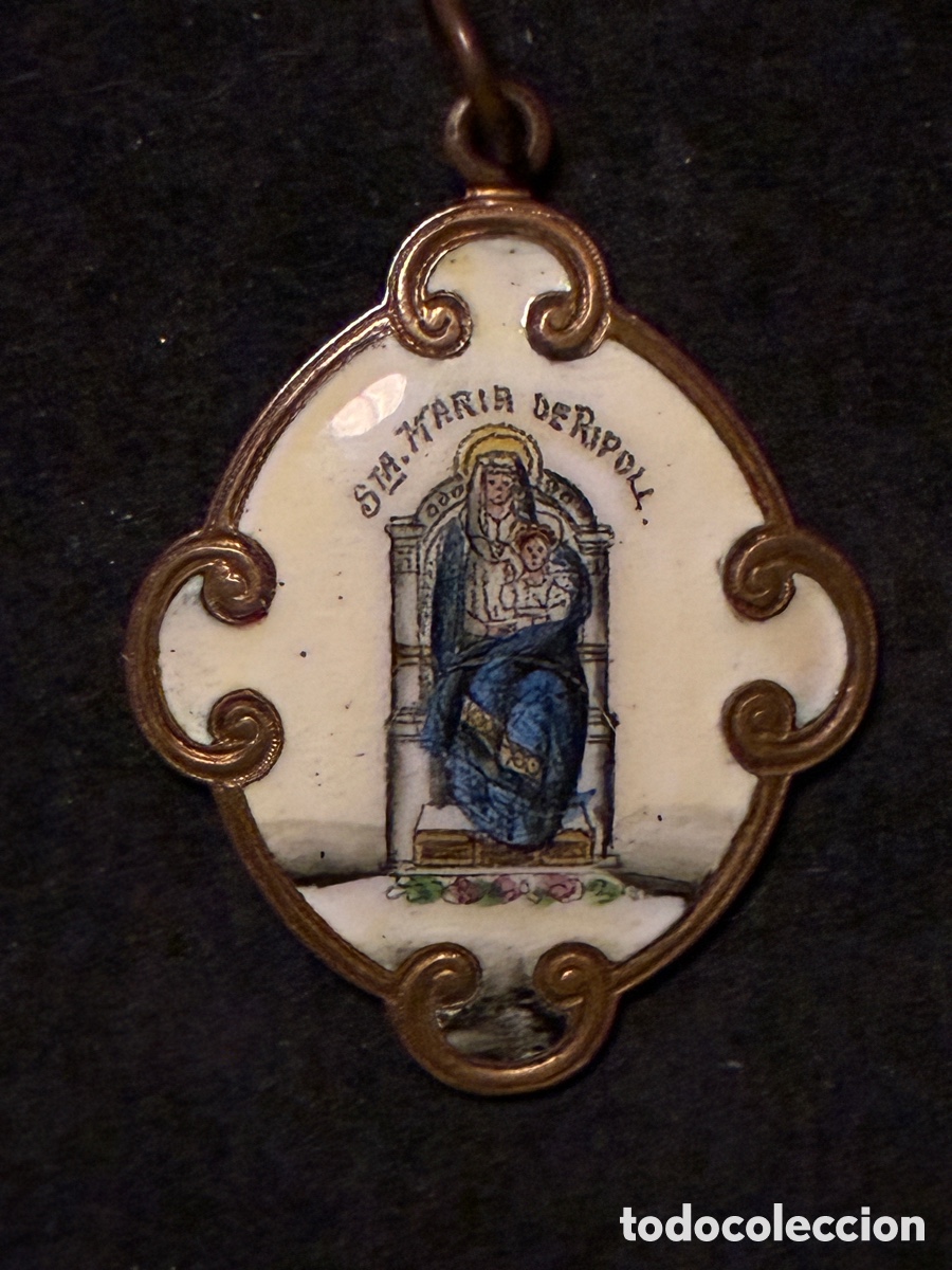 Antiguidades: Preciosa medalla religiosa de Ntra Sra de Ripoll XIX