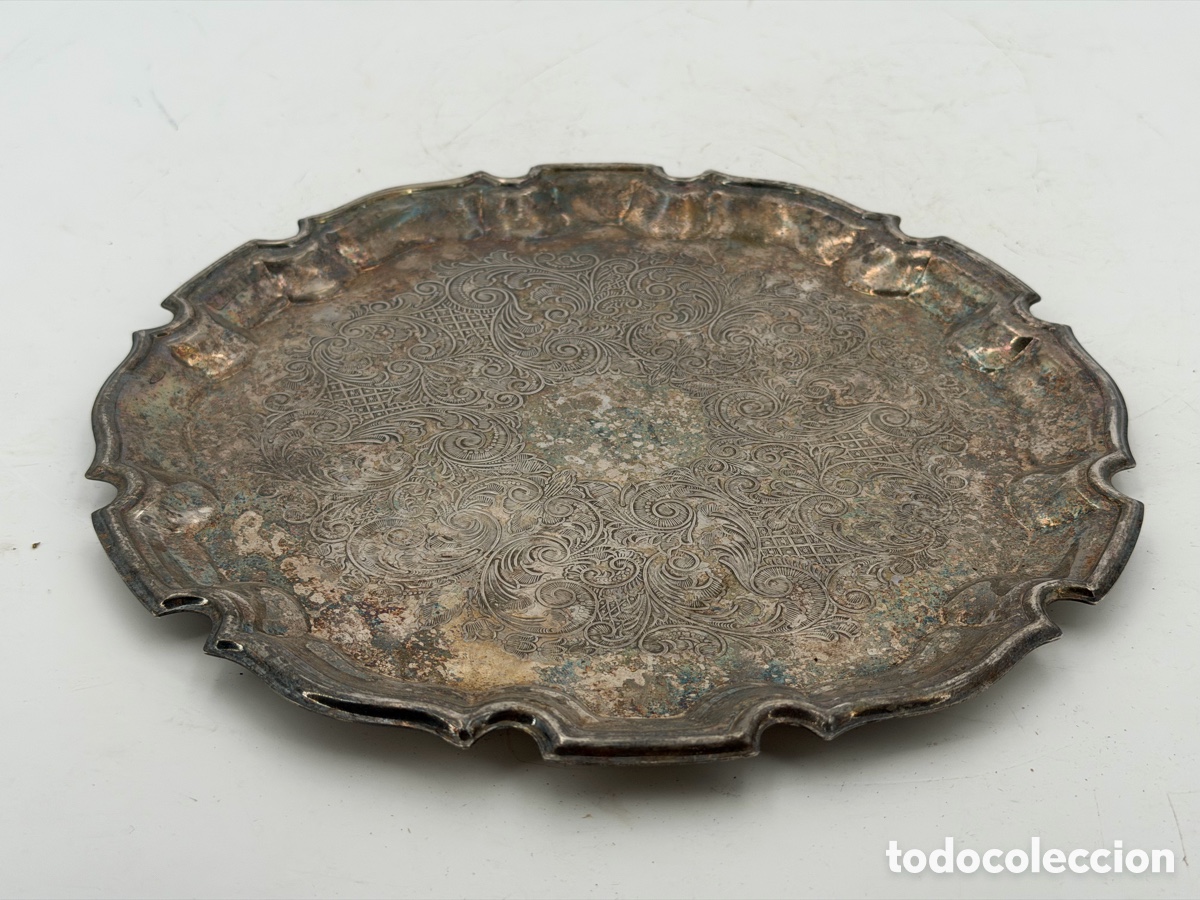 Antig&uuml;edades: Antigua Bandeja Plateada - Foto 4