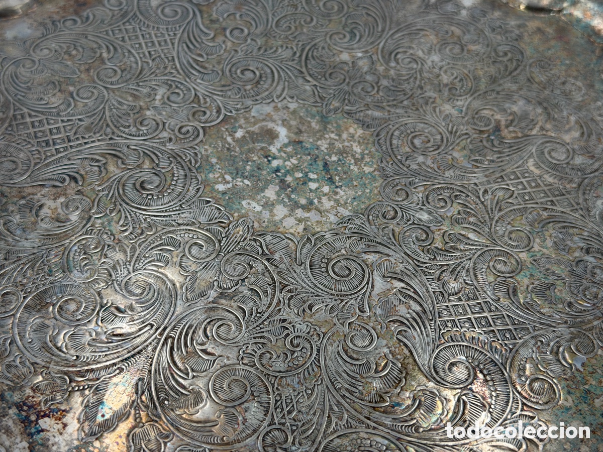Antig&uuml;edades: Antigua Bandeja Plateada - Foto 5