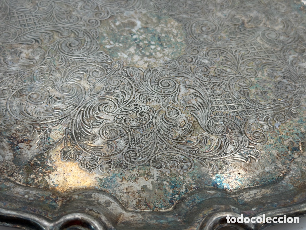 Antig&uuml;edades: Antigua Bandeja Plateada - Foto 6