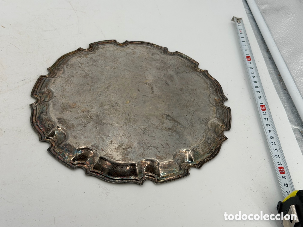 Antig&uuml;edades: Antigua Bandeja Plateada - Foto 7