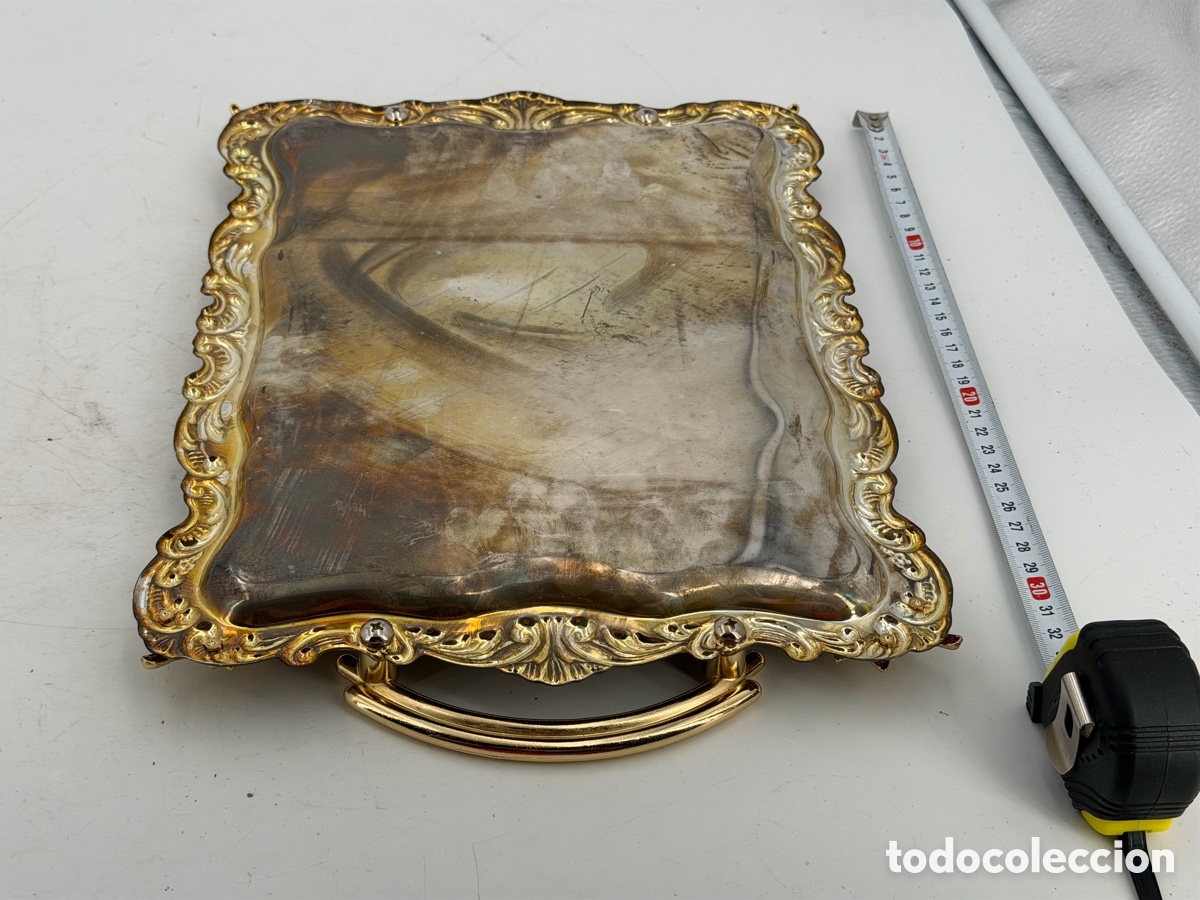 Antig&uuml;edades: Antigua Bandeja Plateada - Foto 6