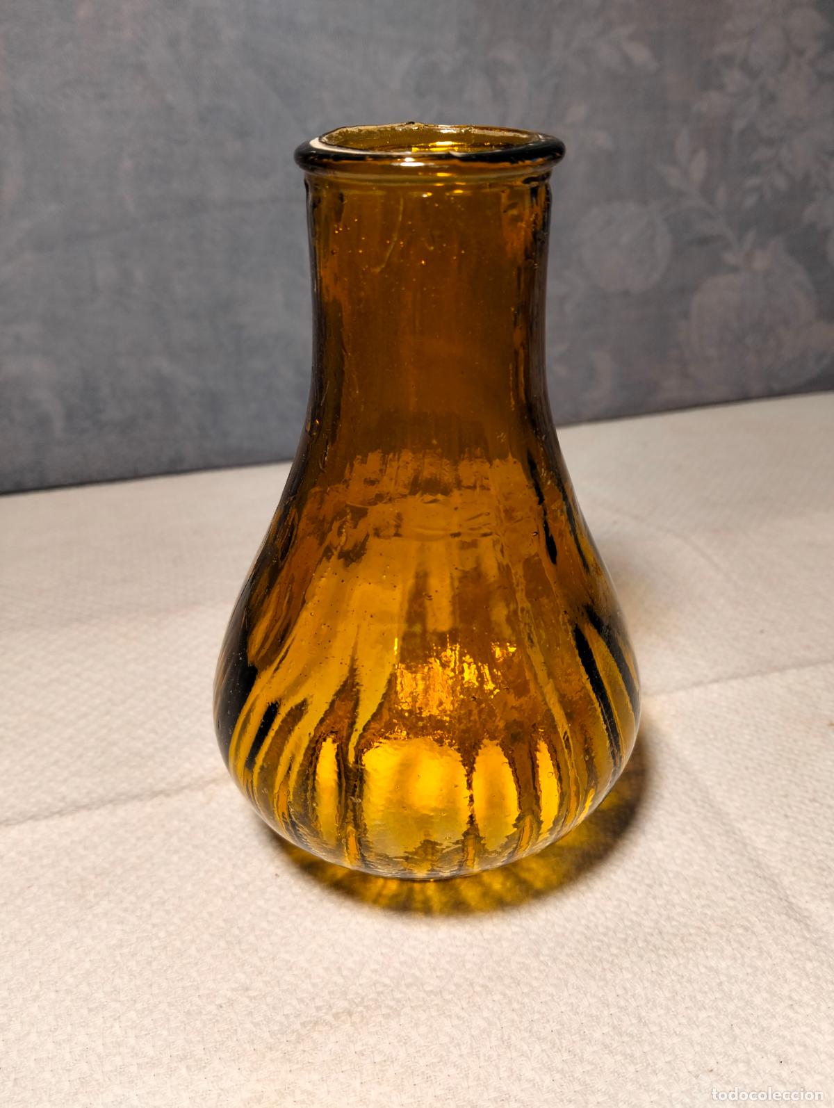 Antiques: Tulipa tubo de para lampara de cristal color &aacute;mbar amarillo vintage a&ntilde;os 60-70