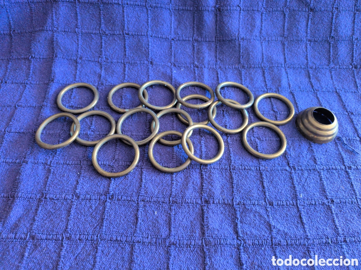 Antiquit&auml;ten: Lote de anillas met&aacute;licas antiguas para cortinas - Bronce/Lat&oacute;n