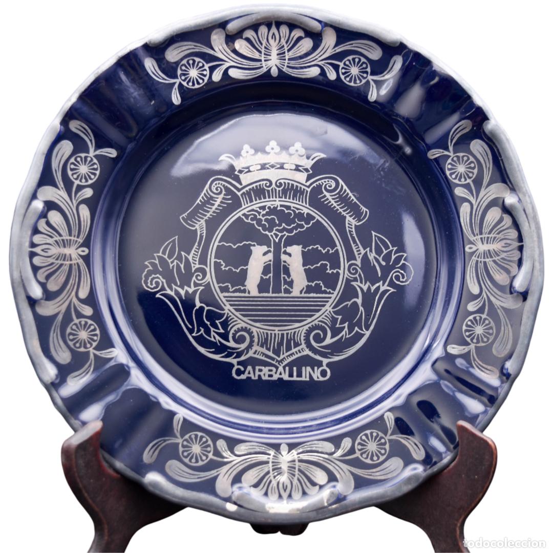 Antiques: Plato escudo Carballi&ntilde;o - Porcelana y plata