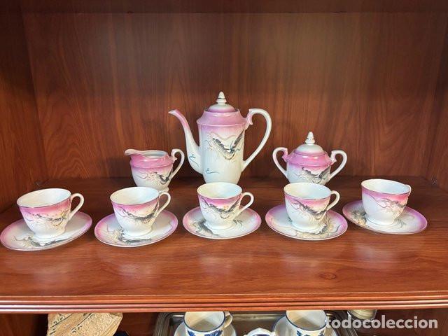 Antig&uuml;edades: Juego de t&eacute; Dragonware porcelana rosa - Foto 1