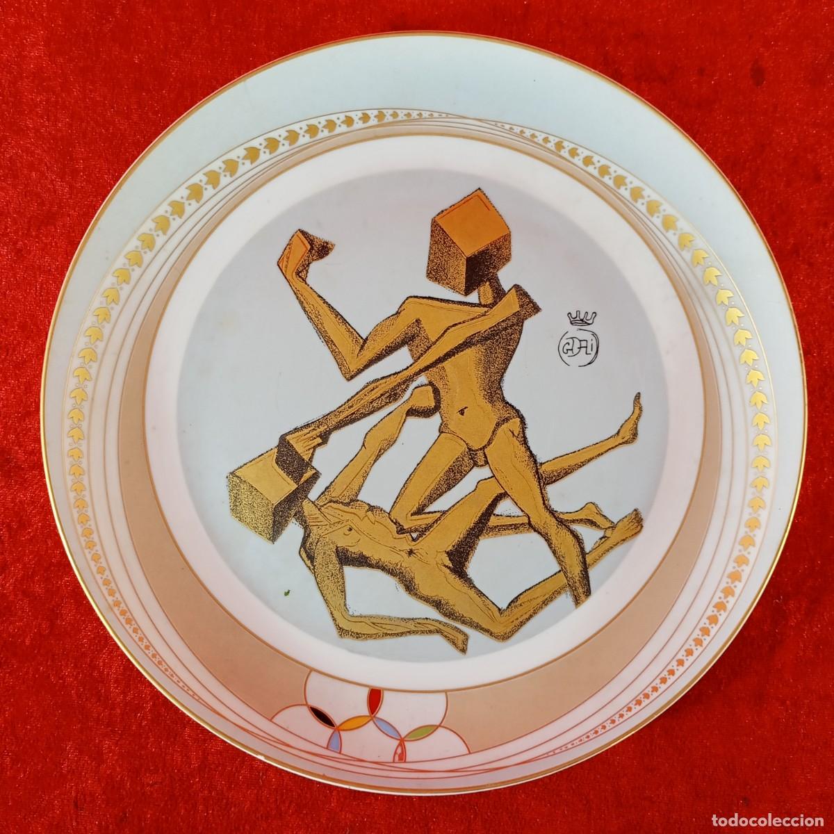 Antig&uuml;edades: PLATO - SALVADOR DAL&Iacute; - NUMERADO 300 - BOXEO - OLIMPIADAS - DAPOR - ORO DE LEY - RAR&Iacute;SIMO - 26 CM