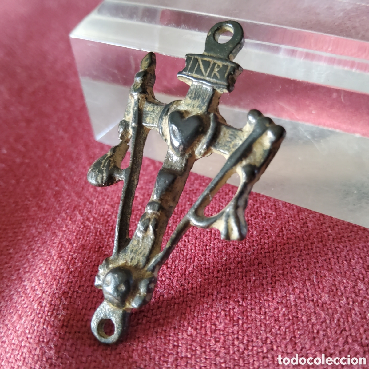 Antig&uuml;edades: ANTIGUA CRUZ O CRUCIFIJO ARMA CHRISTI DE BRONCE, SIGLOS XVII-XVIII, CON UNA BONITA P&Aacute;TINA