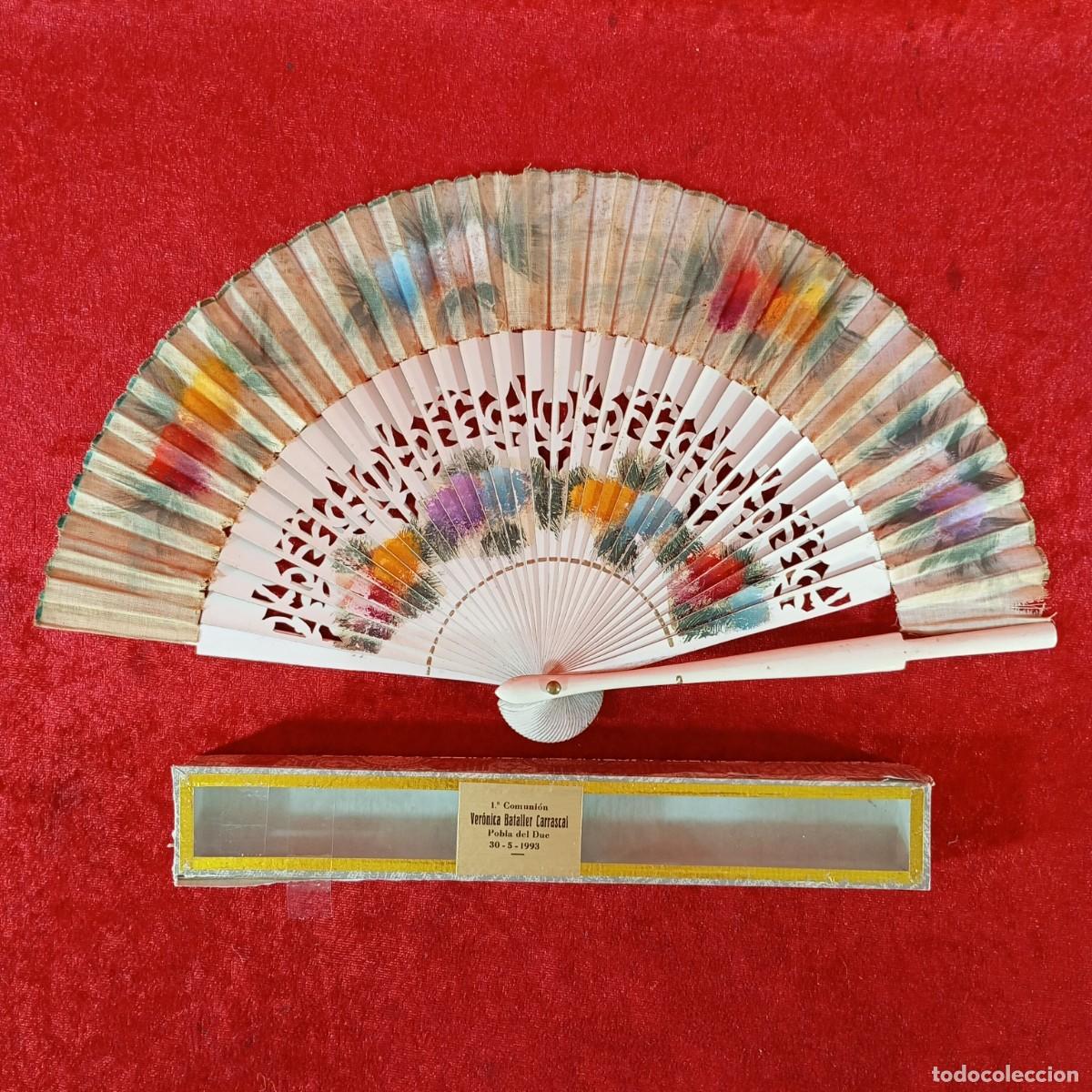 Antig&uuml;edades: ABANICO ANTIGUO DECORATIVO - MOTIVOS FLORALES - PINTADO A MANO