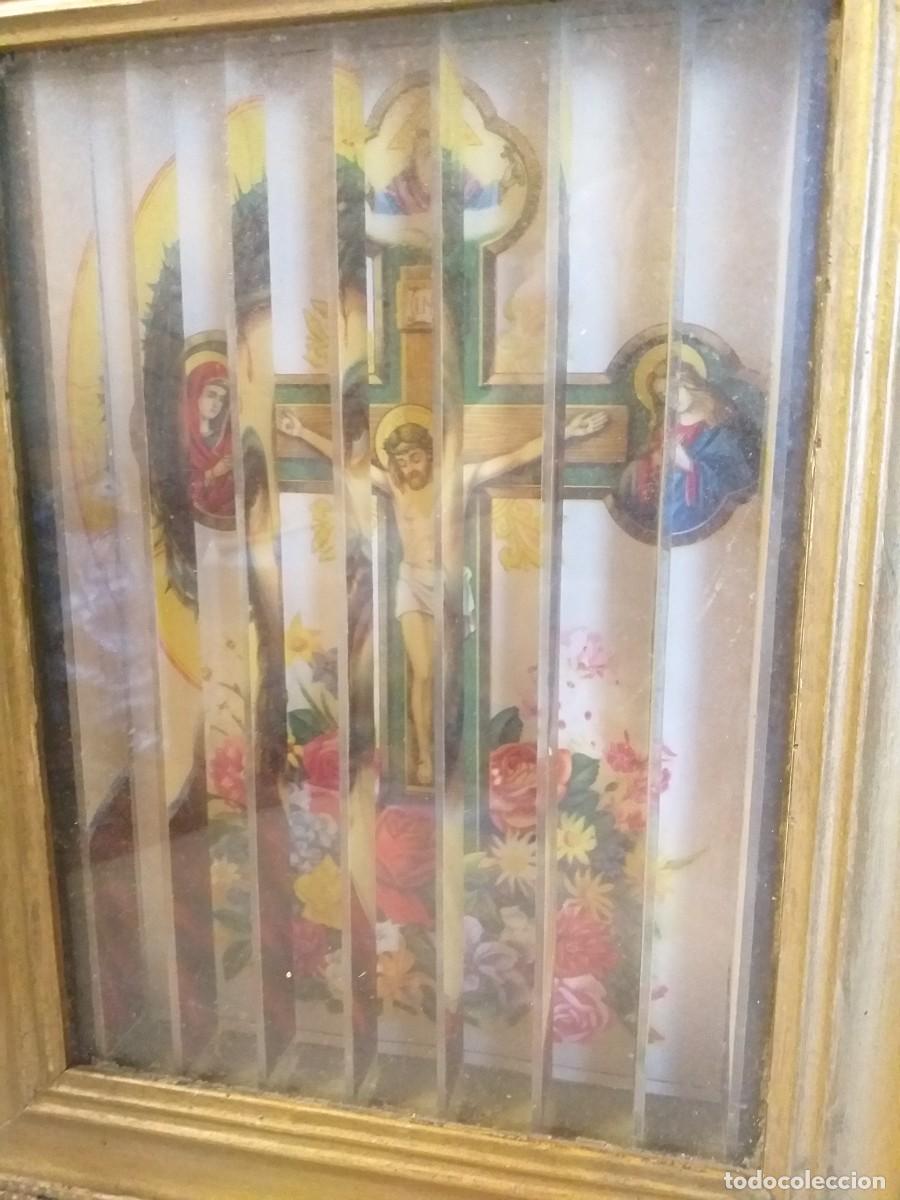 Antig&uuml;edades: CURIOSO CUADRO RELIGIOSO TRIDIMENSIONAL 3 EN 1 - Foto 2