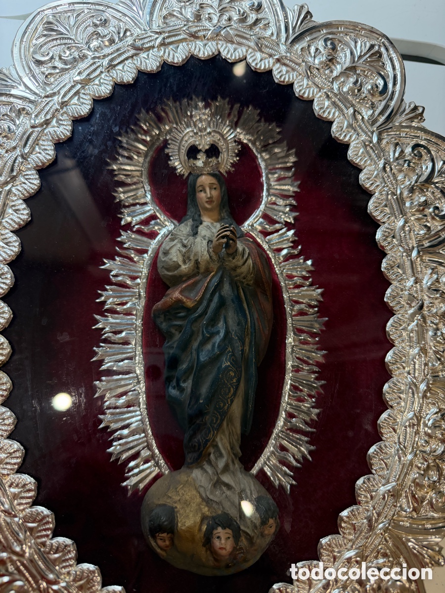 Antig&uuml;edades: Relicario con talla de la Inmaculada gran tama&ntilde;o
