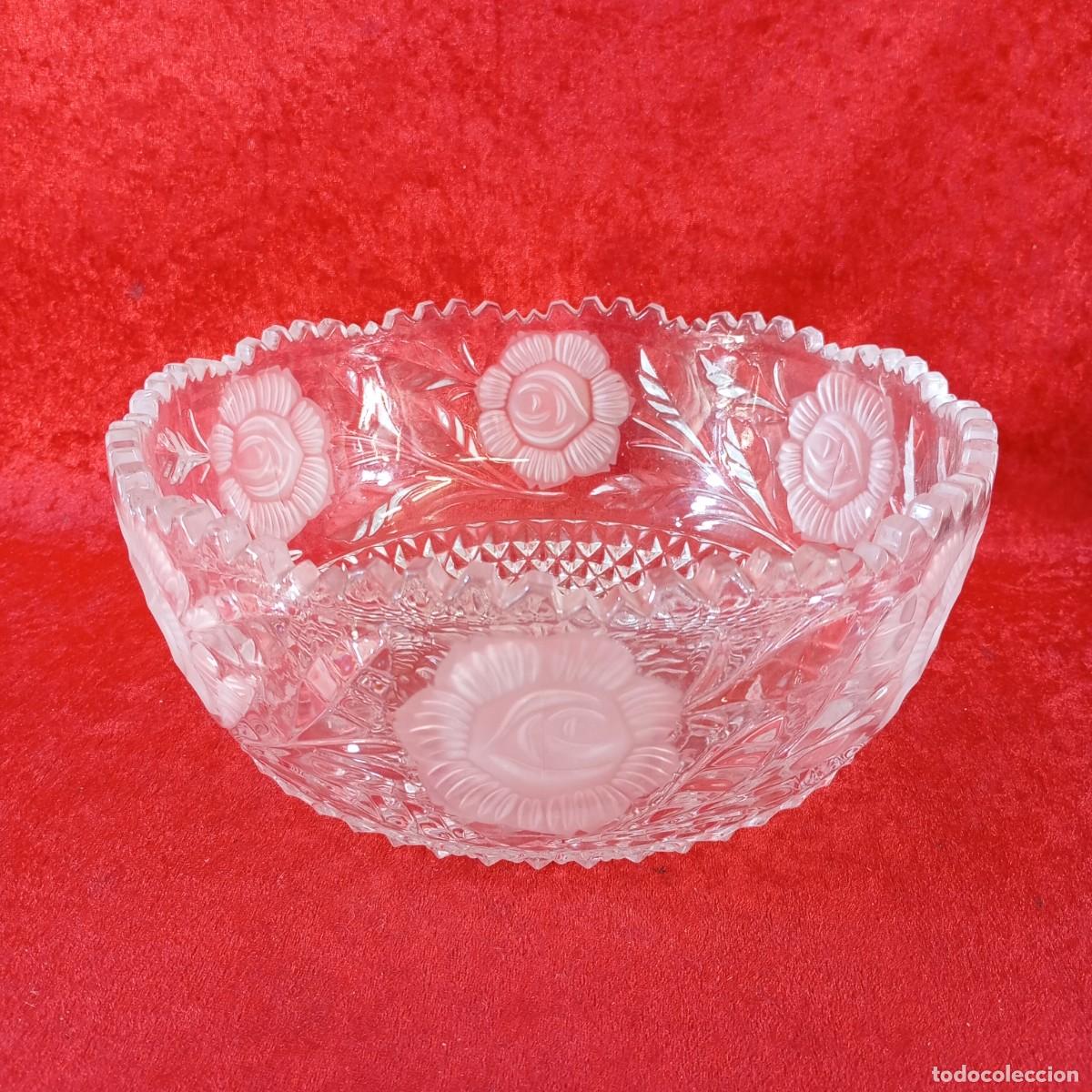 Antig&uuml;edades: PRECIOSO CENTRO DE MESA EN CRISTAL TALLADO - BOL PARA LA FRUTA - FRUTERO - 25,5 X 11 CM